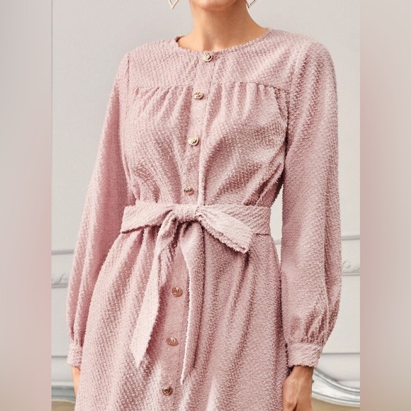 ✌🏼 #2487 Self Belted Flip Hem Button Front Dress - Picture 15 of 16